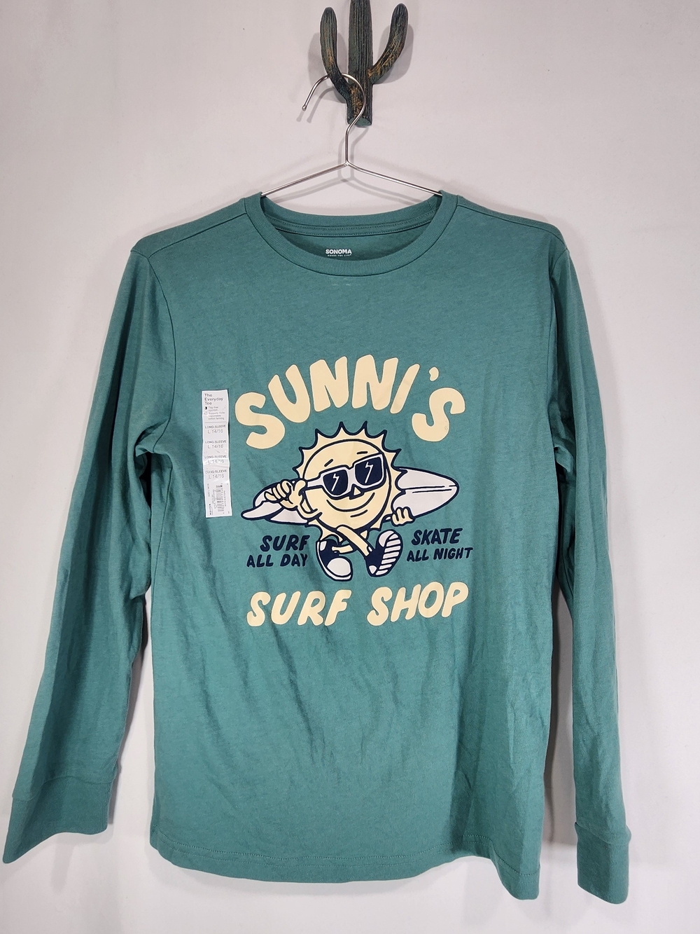 Sonoma Goods For Life Kids L 14/16 Green Sunny's Surf Shop Graphic Tee LS